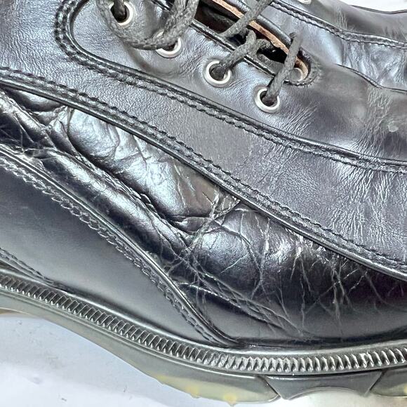 Footjoy Icon Wave Golf Shoes Men 9.5 Black Leather Soft Spikes 52291 Used - Picture 10 of 11